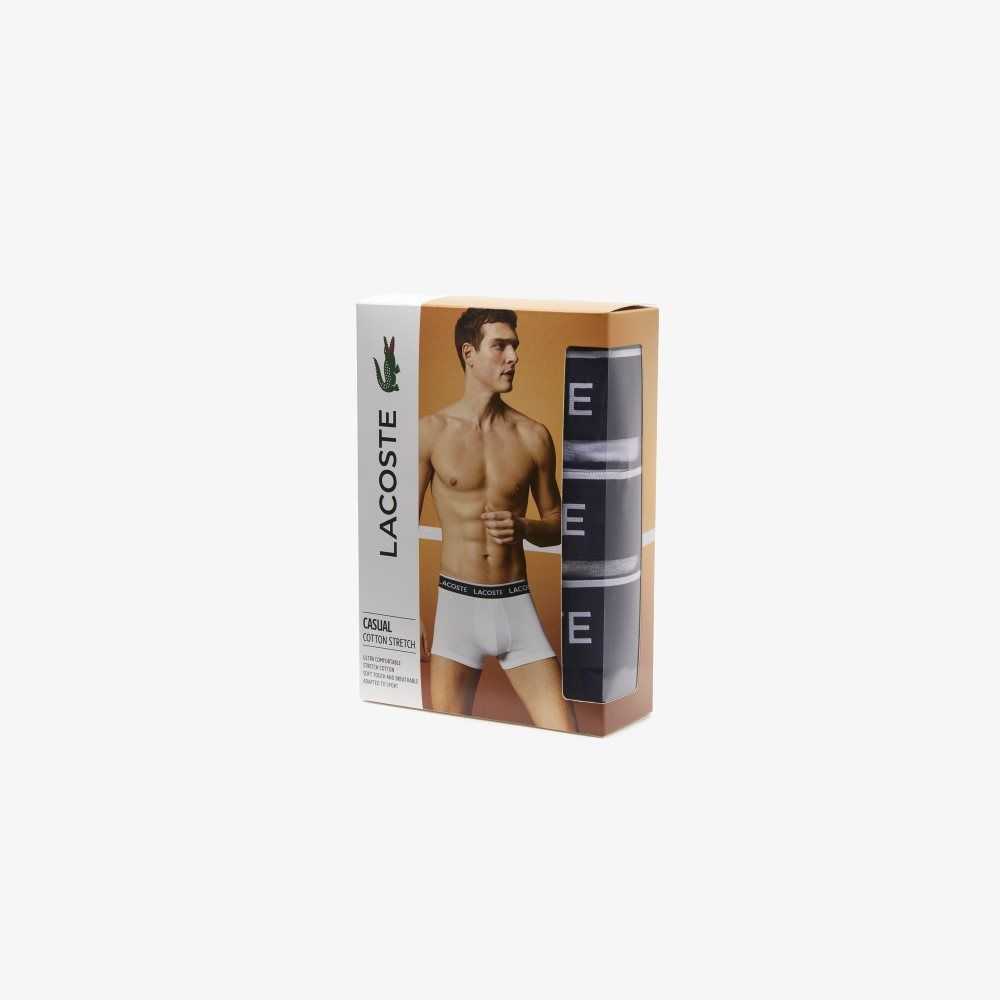 Lacoste Vanliga Boxer Brief 3-Pack Lila Marinblå Blå Grå | IJTAZ-5671