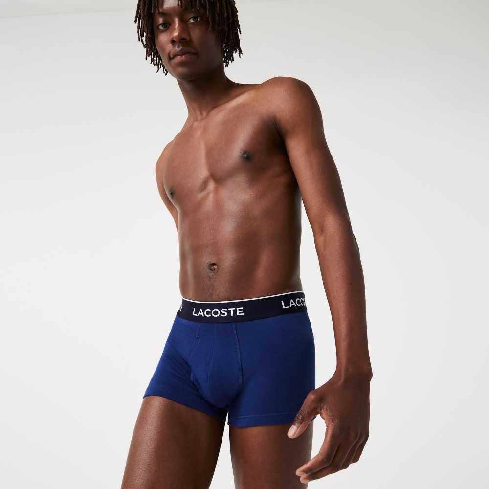 Lacoste Vanliga Boxer Brief 3-Pack Marinblå Blå Röda Marinblå Blå | JPKWE-7203