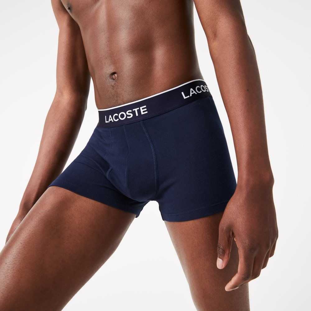 Lacoste Vanliga Boxer Brief 3-Pack Marinblå Blå Röda Marinblå Blå | JPKWE-7203