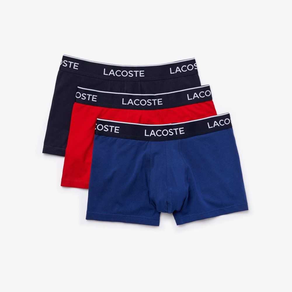 Lacoste Vanliga Boxer Brief 3-Pack Marinblå Blå Röda Marinblå Blå | JPKWE-7203