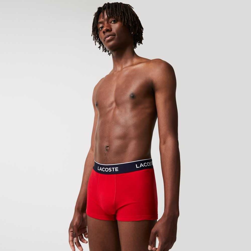 Lacoste Vanliga Boxer Brief 3-Pack Marinblå Blå Röda Marinblå Blå | JPKWE-7203