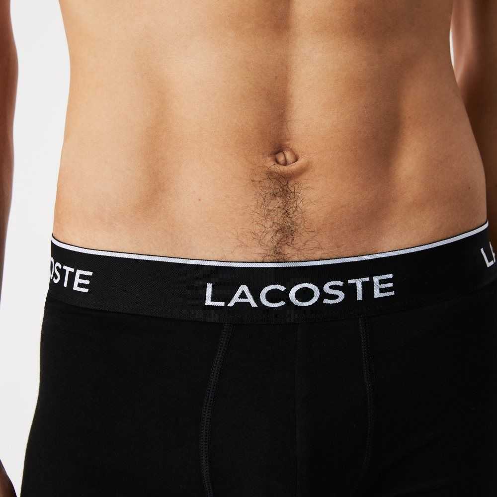 Lacoste Vanliga Boxer Brief 3-Pack Svarta Vita Grå | UECDN-5479