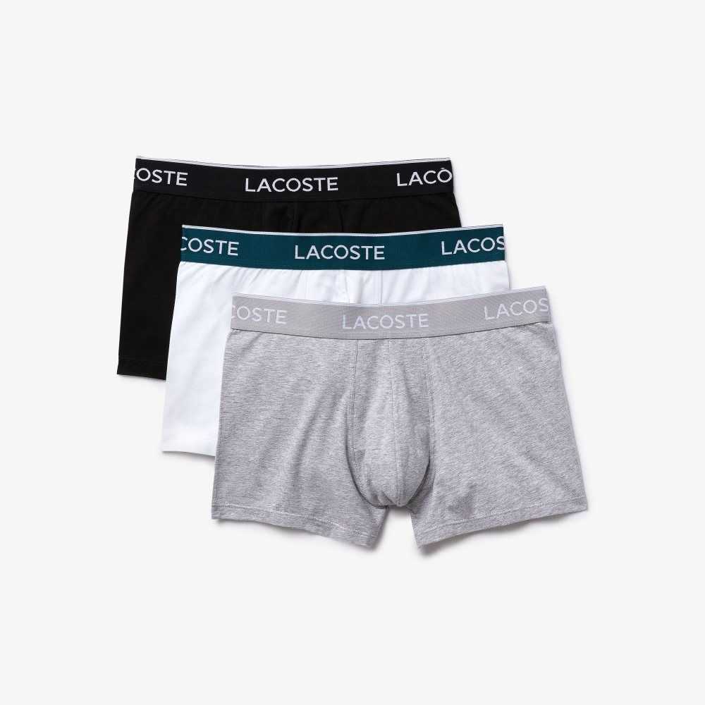 Lacoste Vanliga Boxer Brief 3-Pack Svarta Vita Grå | UECDN-5479