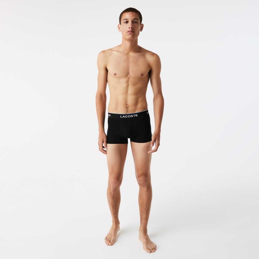 Lacoste Vanliga Boxer Brief 3-Pack Svarta Vita Grå | UECDN-5479