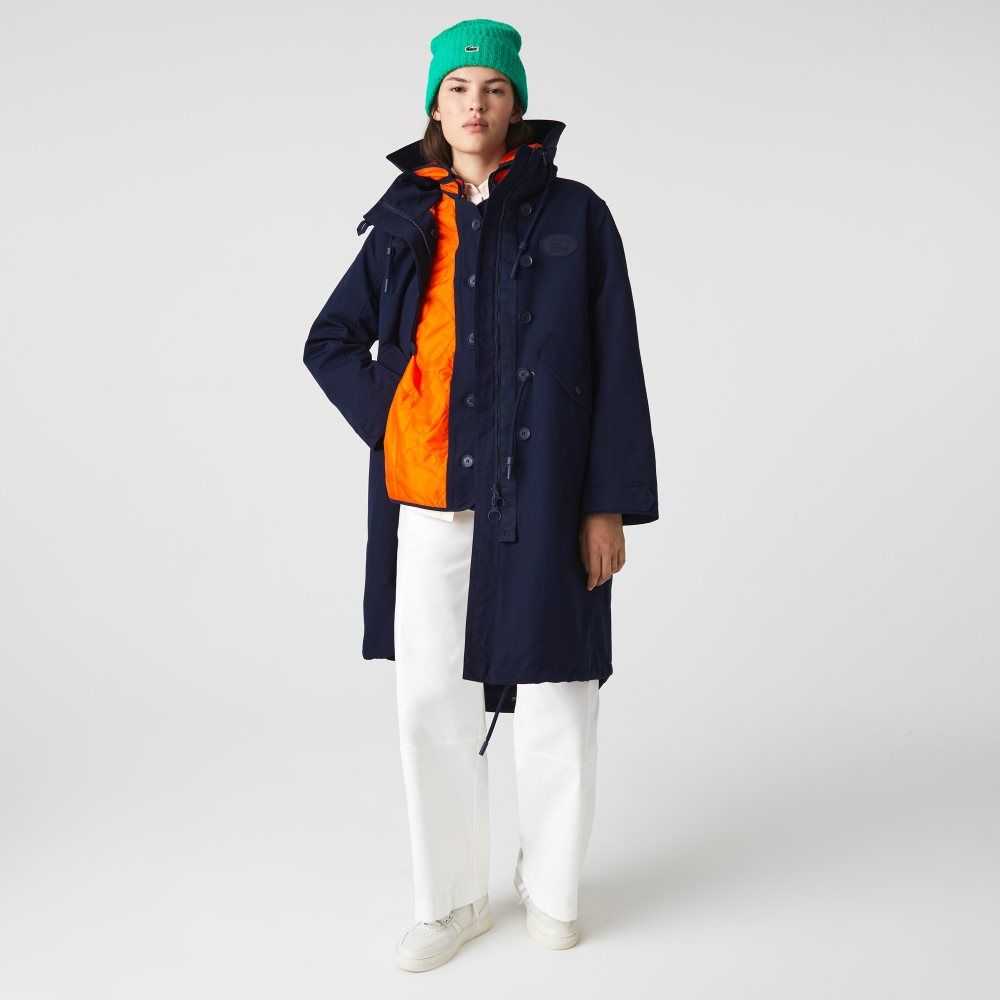 Lacoste Vatten-Repellent 3-In-1 Parka Marinblå Blå Orange | IWQPX-8147