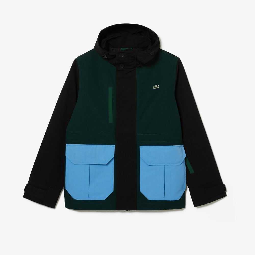 Lacoste Vatten-Repellent Colorblock Twill Gröna Svarta Blå Gröna | ASXLQ-6210