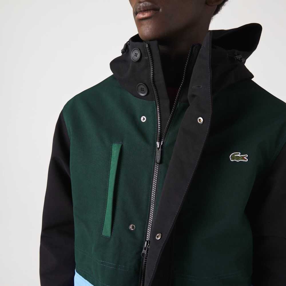 Lacoste Vatten-Repellent Colorblock Twill Gröna Svarta Blå Gröna | ASXLQ-6210