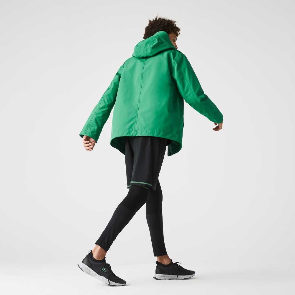 Lacoste Vatten-Resistant Bomull Blend Korta Hooded Parka Gröna | TRBOF-4690