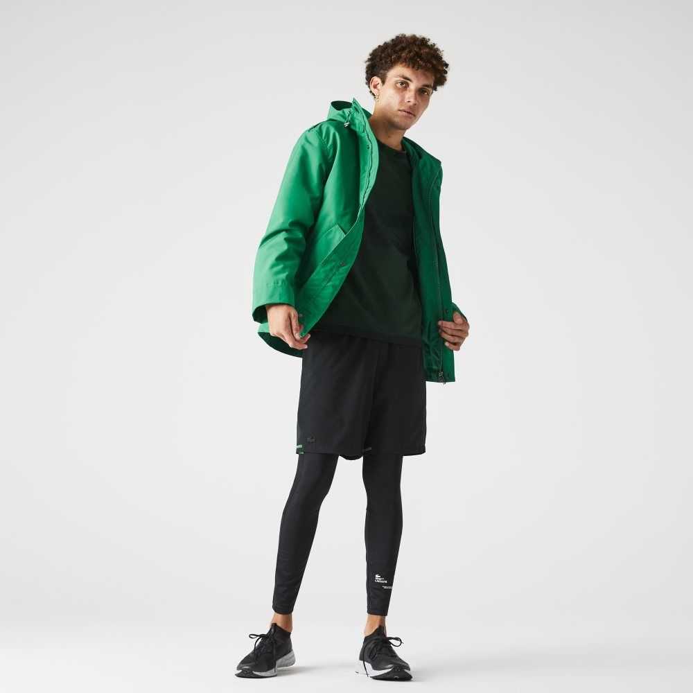 Lacoste Vatten-Resistant Bomull Blend Korta Hooded Parka Gröna | TRBOF-4690