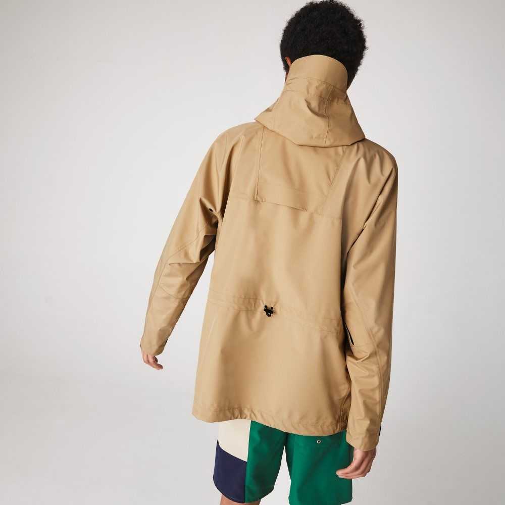 Lacoste Vatten-Resistant Hooded Windbreaker Beige | VJCWT-6752