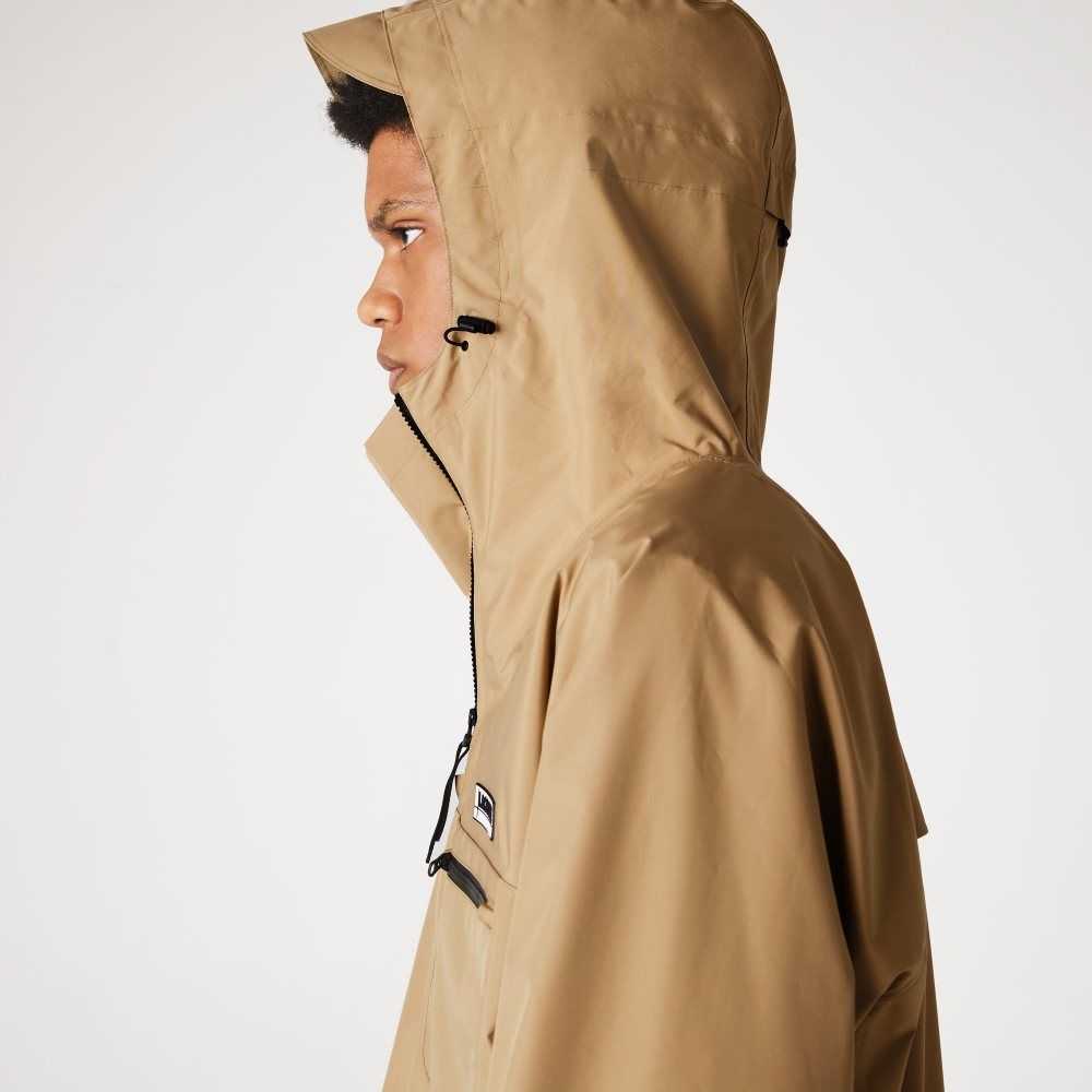 Lacoste Vatten-Resistant Hooded Windbreaker Beige | VJCWT-6752