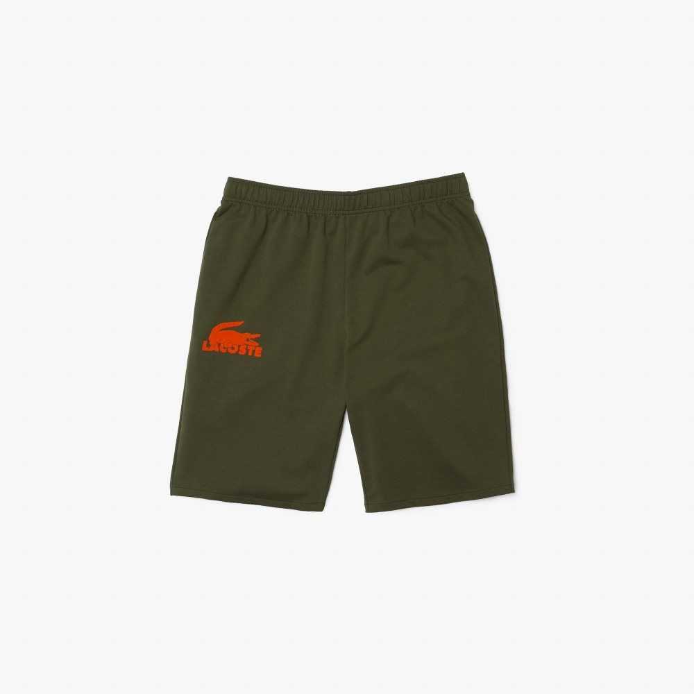 Lacoste Velour Crocodile Bomull Fleece Lounge Shorts Khaki Gröna Orange | EWQBG-8491