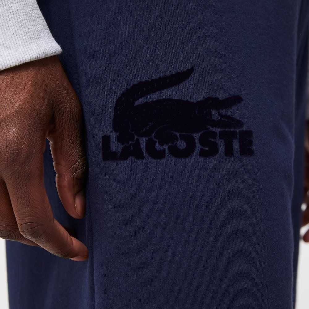 Lacoste Velour Crocodile Bomull Fleece Lounge Marinblå Blå | KAULH-1957