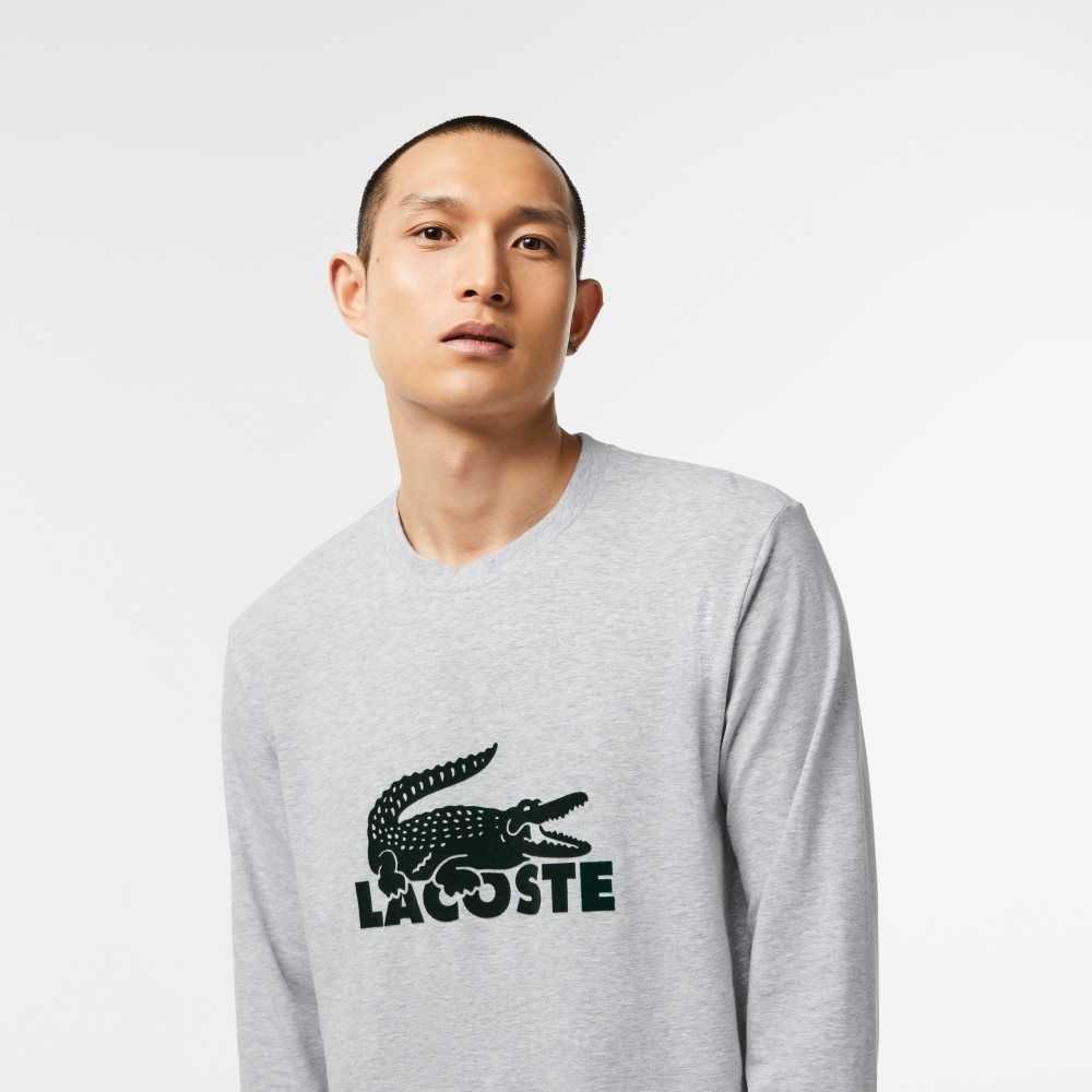 Lacoste Velvet Logo Long Pajama Set Marinblå Blå Grå Gröna | EOIPR-7912