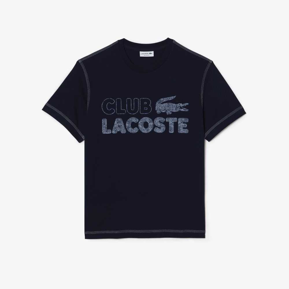 Lacoste Vintage Print Organic Bomull Marinblå Blå | EUVWN-8496