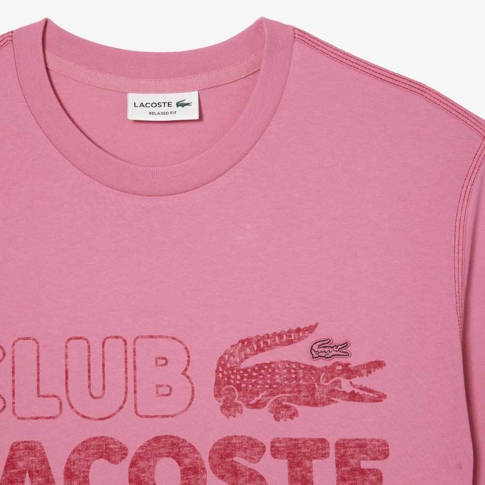 Lacoste Vintage Print Organic Bomull Rosa | SULKY-0452