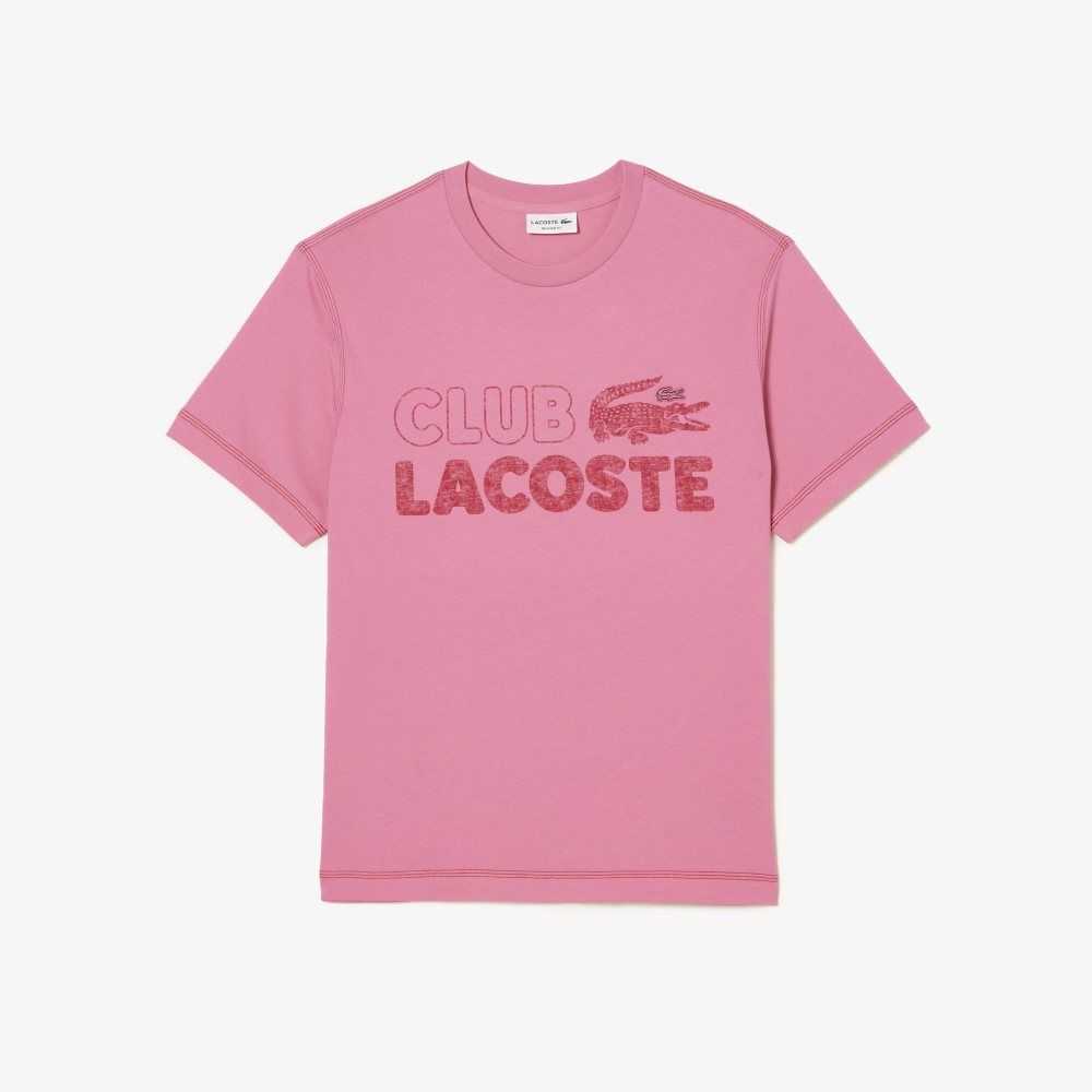 Lacoste Vintage Print Organic Bomull Rosa | SULKY-0452