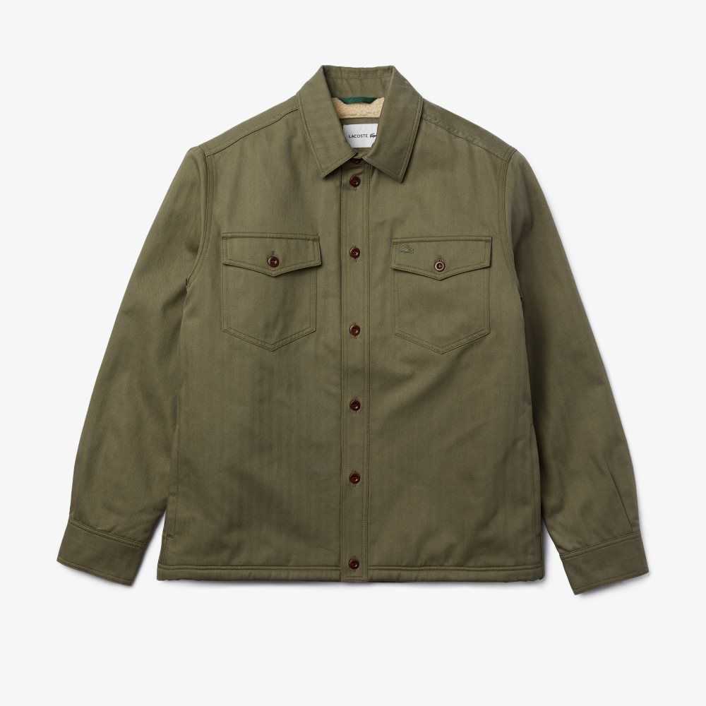 Lacoste Warm Fodrade Chevron Bomull Khaki Gröna | GSDNF-8297