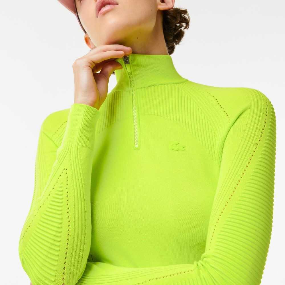 Lacoste Zip Neck Tröja Gula | GBQFZ-2503