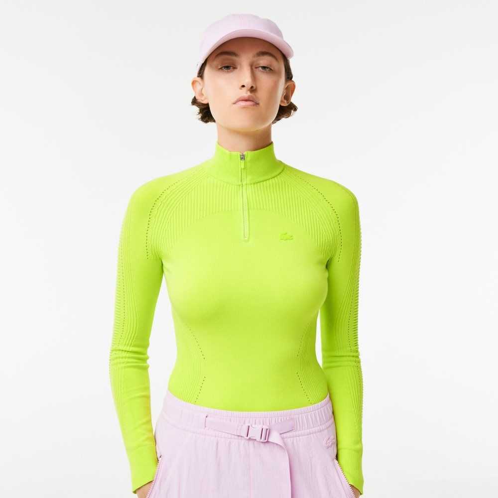 Lacoste Zip Neck Tröja Gula | GBQFZ-2503