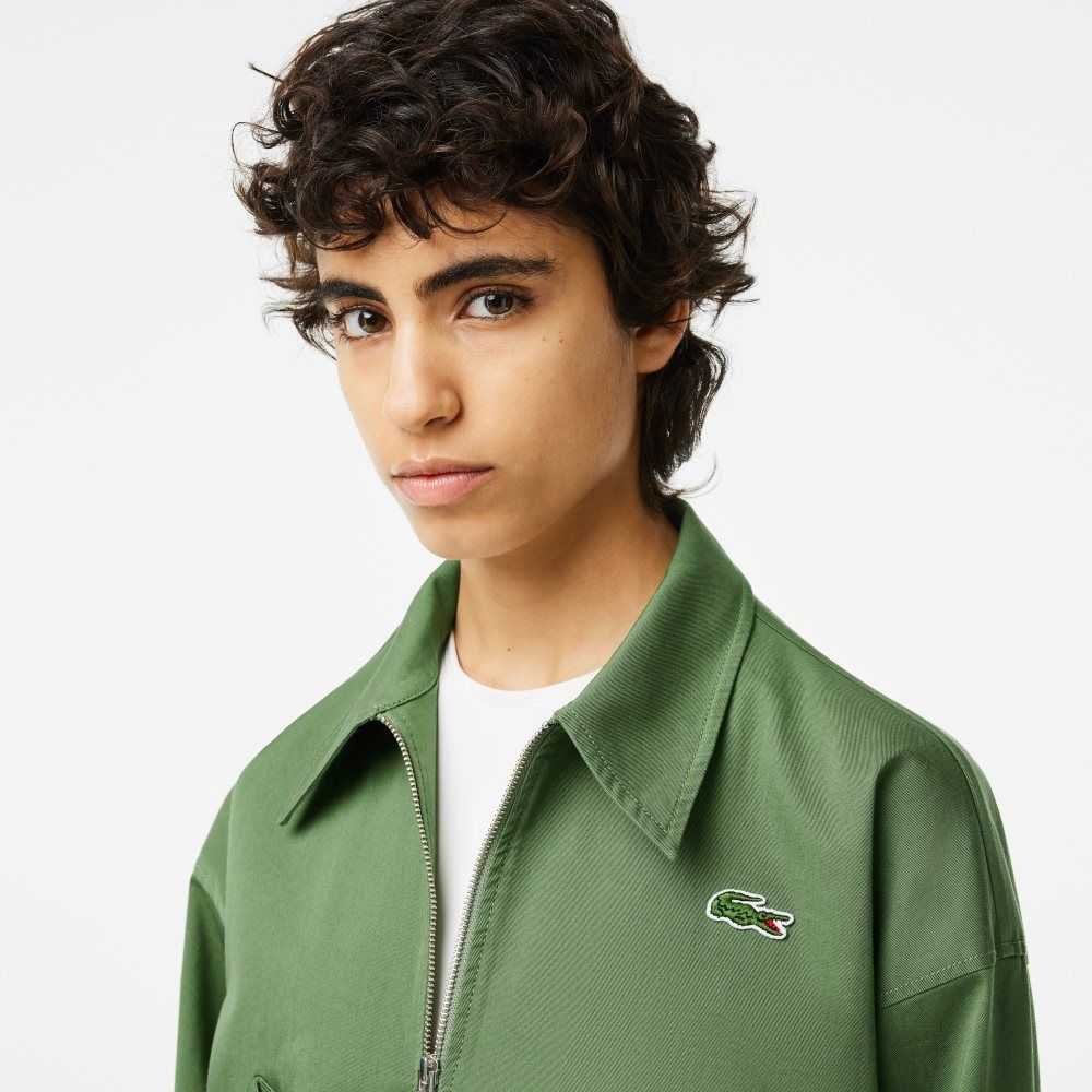 Lacoste Zipped Bomull Harrington Khaki Gröna | YLJTC-2157