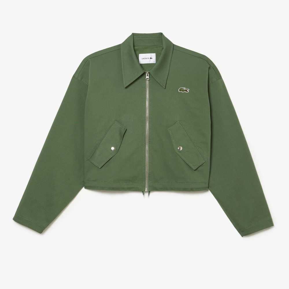 Lacoste Zipped Bomull Harrington Khaki Gröna | YLJTC-2157