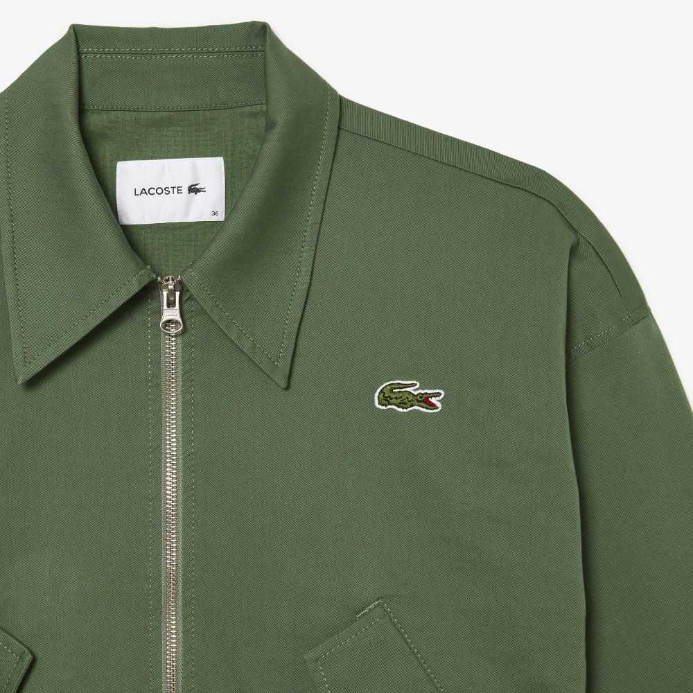 Lacoste Zipped Bomull Harrington Khaki Gröna | YLJTC-2157