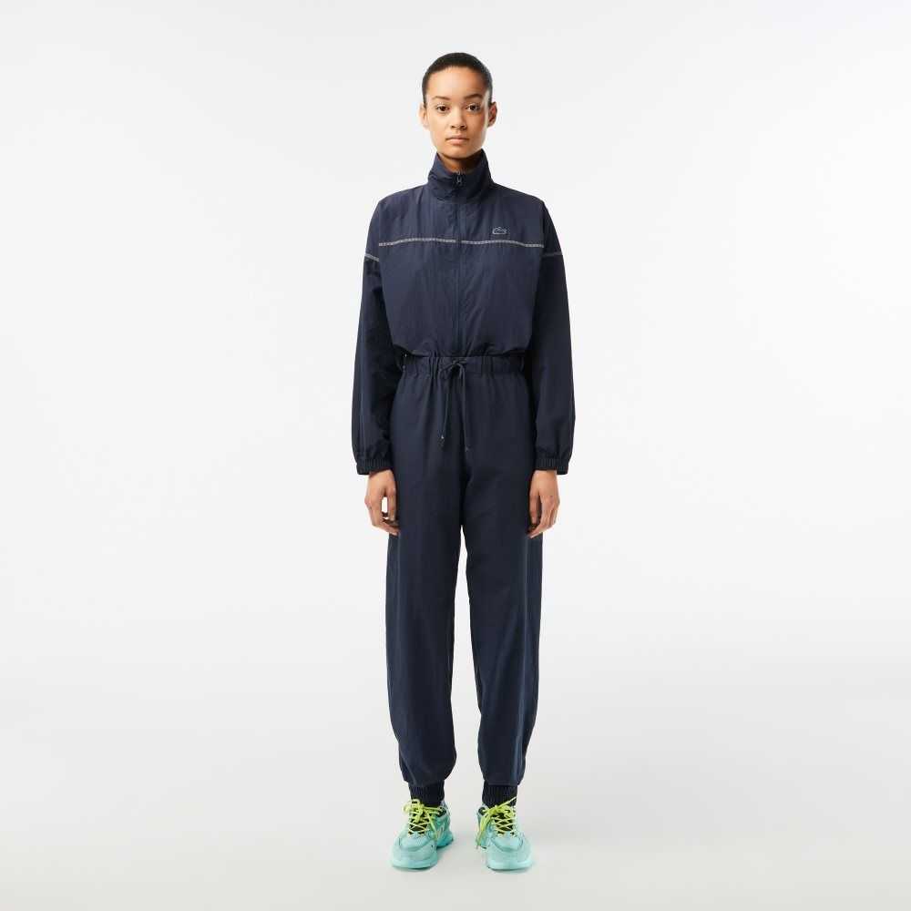 Lacoste Zipped Nylon Jumpsuit Blå | XHPBA-0295