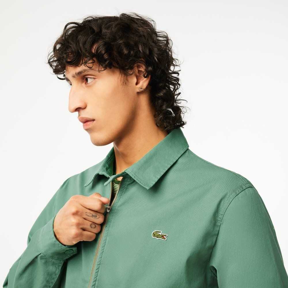 Lacoste Zippered Organic Bomull Gabardine Khaki Gröna | IBFKD-9832