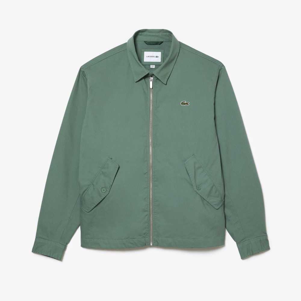 Lacoste Zippered Organic Bomull Gabardine Khaki Gröna | IBFKD-9832