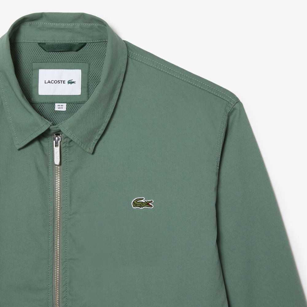 Lacoste Zippered Organic Bomull Gabardine Khaki Gröna | IBFKD-9832